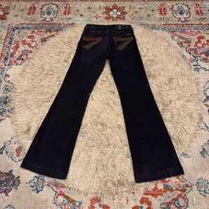 7 For All Mankind Dojo Flare Jeans 29 Black Gold Stitch NWT
